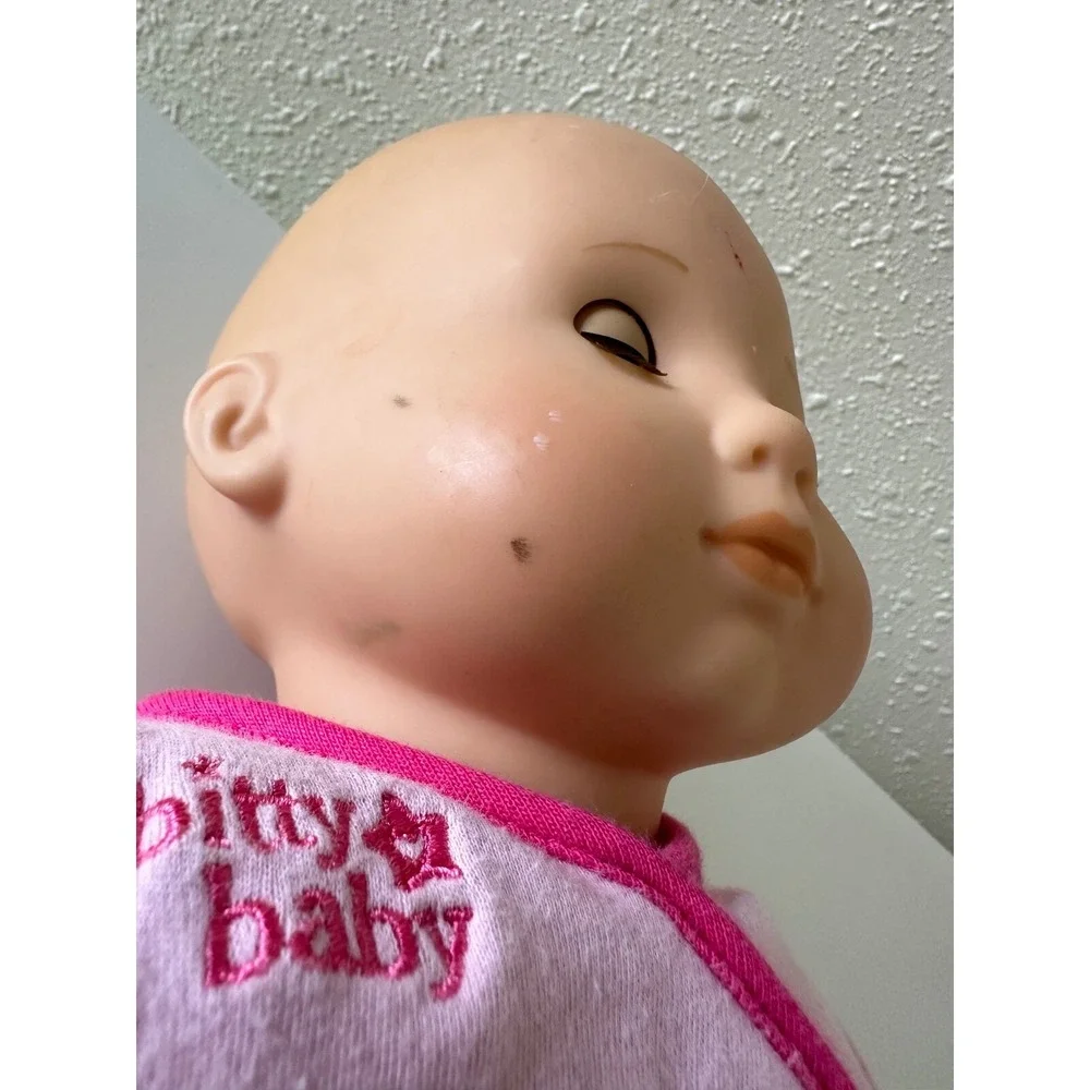 American Girl Bitty baby Blonde Blue Eyes Doll Pink Outfit Diaper Used
